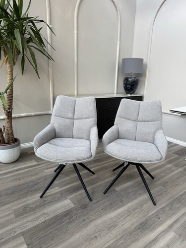 STUNNING Furniture Village Kiara Pair Of Grey Swivel Dining Kitchen Chairs - Picture 13 of 14