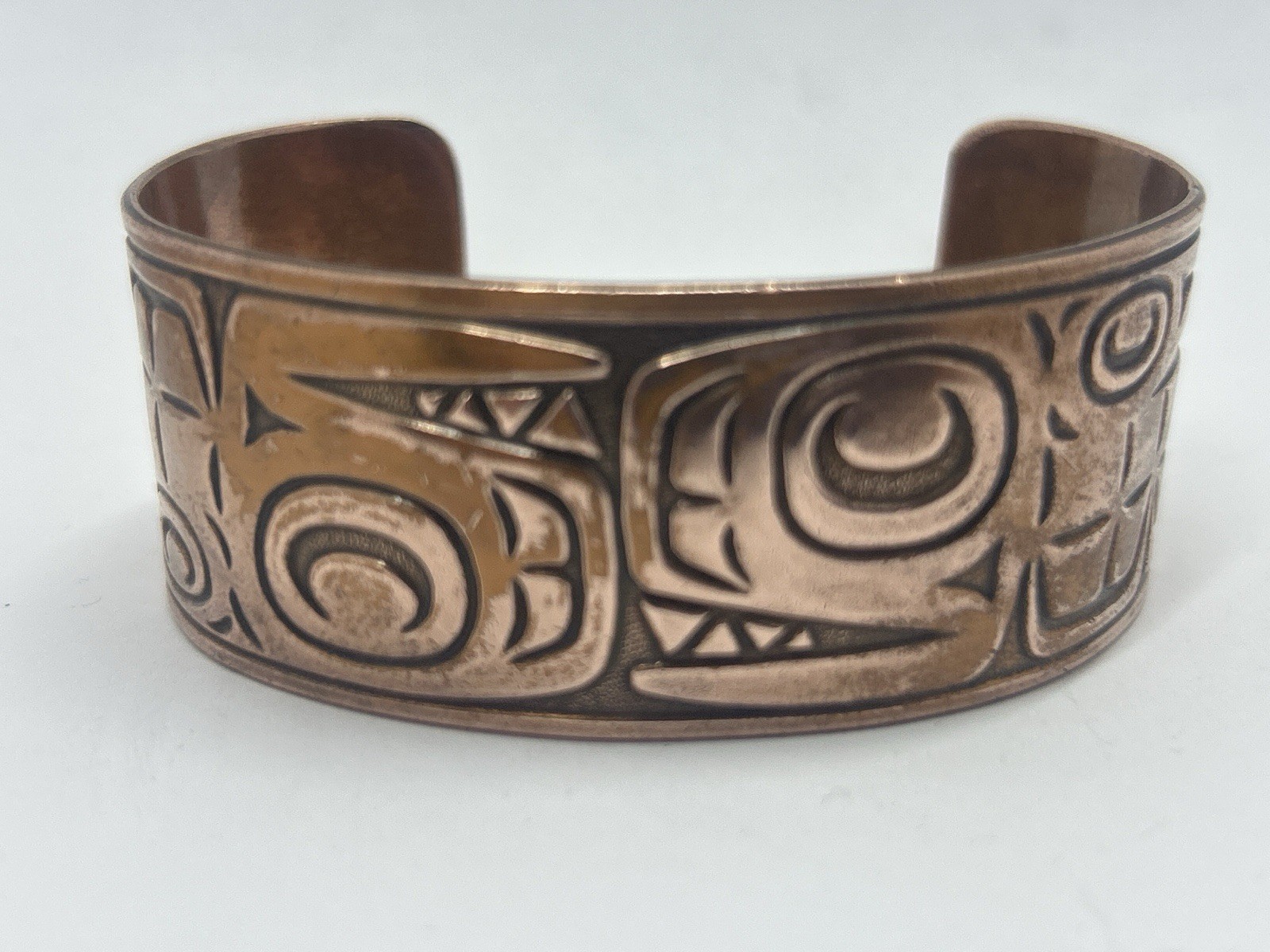 Vintage SOLID COPPER Wide Cuff Bracelet Northwest… - image 8