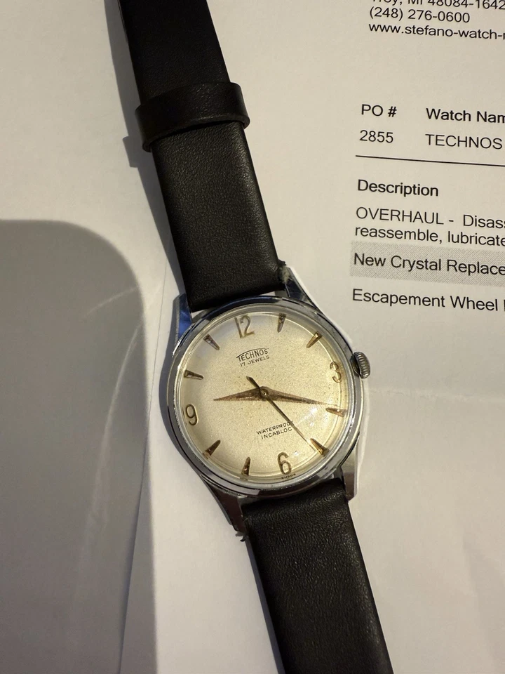 Vintage TECHNOS Wrist Watch Incabloc 17 Jewels Mechanical Swiss Made Watch RARE - Image 3 of 4