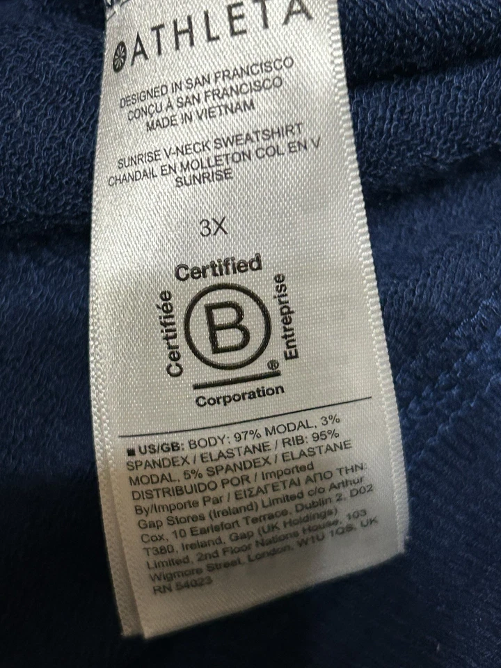 Athleta Womens Size 3X Sunrise V-Neck Sweatshirt Thumb Holes Workout Casual Wear - Image 3 of 4