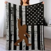 American Flag Sasquatch Throw Blanket for Teens Boys Girls and Adults Soft Wa...