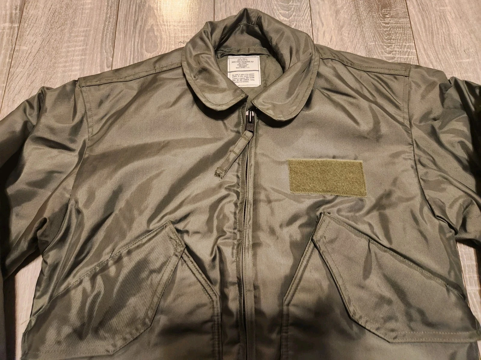 Valley Apparel US Navy Green Flight Jacket 45/P Cold Weather Sz S Fire Resistant - product detail image 3