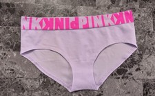 VICTORIA'S SECRET PINK M LAVENDER COLORBLOCK LOGO SEAMLESS RARE HIPSTER PANTIES