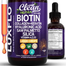 Clean Nutra Biotin Collagen Keratin Liquid Drops Hair Growth Support 2 Oz