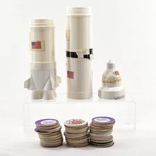 Vintage 1994 Slammer Whammers POGs Lot of 100 w/ Rocket Tube Holder Imperial