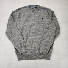 Polo Ralph Lauren Sweater Men's L Gray Long Sleeve Crew Cotton Pony Pullover