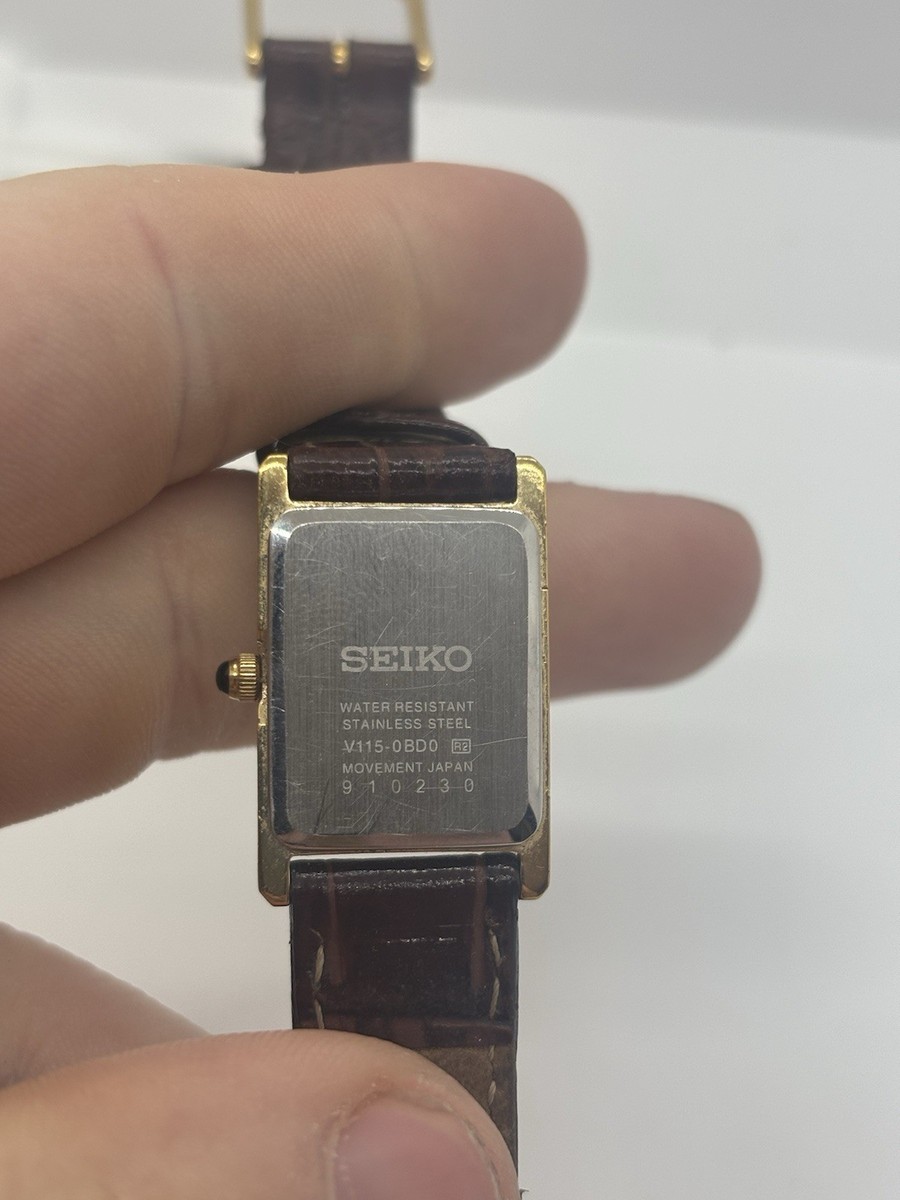 SEIKO　セイコー　ソーラー腕時計　レディース　SOLAR　V115-0BD0 Women's Seiko Solar V115-0BD0 Tank 18mm Gold Tone Quartz