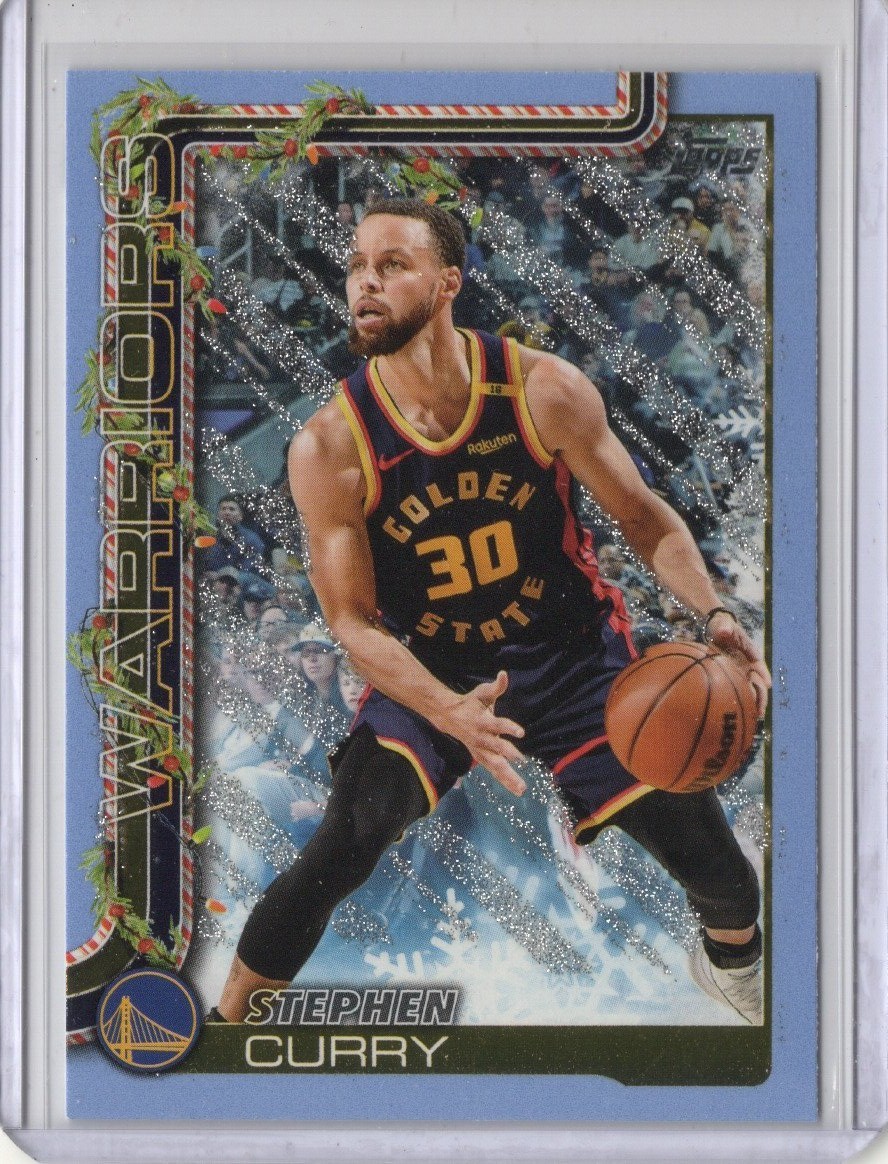 2025-26 Topps Holiday Light Blue and White Glitter Holiday #H106 Stephen Curry