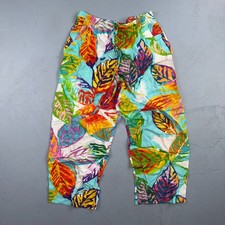Vintage Jams World Pants Womens XS Multicolor Tissue Flower Hawaiian Beach Crop