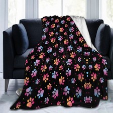 Cute Dog Paw Print Theme Blanket 50x60-Inch   Lightweight and Compact for Eas...