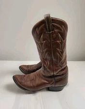 Vintage Tony Lama Blue Label 2110 Brown Leather Stiched Cowboy Boots - Size 10