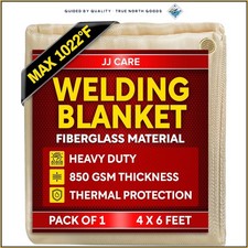 Fireproof Welding Blanket 4x6 Ft Heavy Duty Fiberglass with Brass Grommets