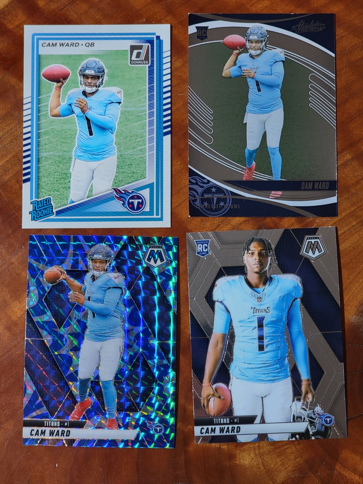 2025 Panini Mosaic Cam Ward Blue Reactive 382 Variation 272 Rated Rookie Titans