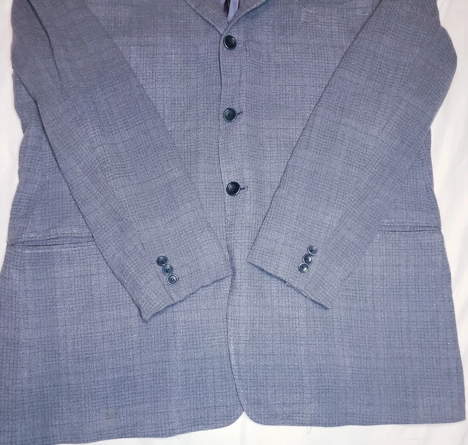 Armani Collezioni Mens 48L Italian Wool/Silk Suit Jacket Gray Plaid - Image 3 of 4