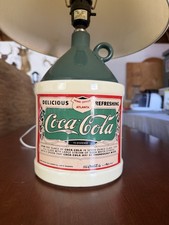 COCA COLA CERAMIC JUG TABLE LAMP 18" TALL + SHADE. Retro Coca Cola Collectible