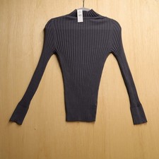 Loft Womens Ribbed Mock Neck Sweater Dark Grey Long Sleeve 32339451 S