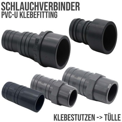 Schlauch Tülle Verbinder Klebestutzen Pool Teich PVC DN 32 40 50 63 mm