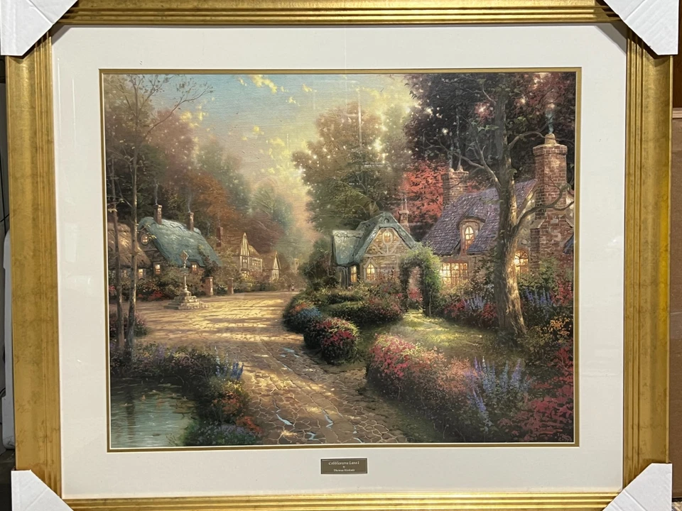 Thomas Kinkade Cobble Stone Lane I Cobblestone Lane 1 marco impresión 35x41 24x30 Foto 2 de 4