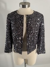 Women's Silence  Noise Silver Sequins Long Shrug Size Small