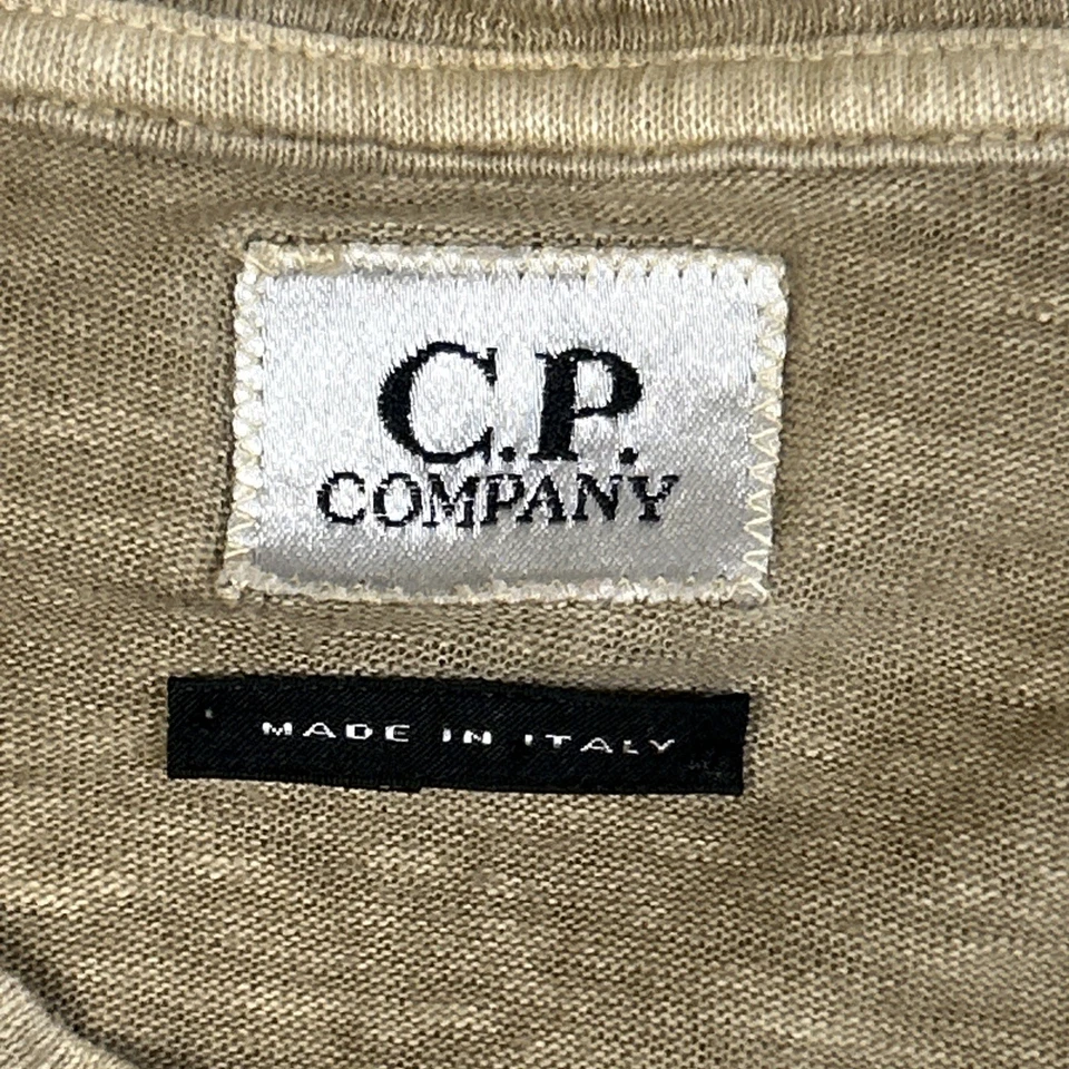 Camisa CP Company Para Hombre Mediana Ligera Lino Cuello Redondo Italia Tostada Foto 2 de 4