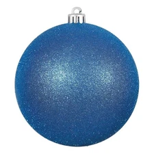 Vickerman 12" Contemporary Plastic Ball Ornament in Glitter Blue