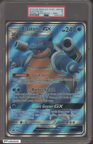 2019 Pokemon SM Black Star Promo JUMBO Card #SM189 Blastoise Gx PSA 5 EX