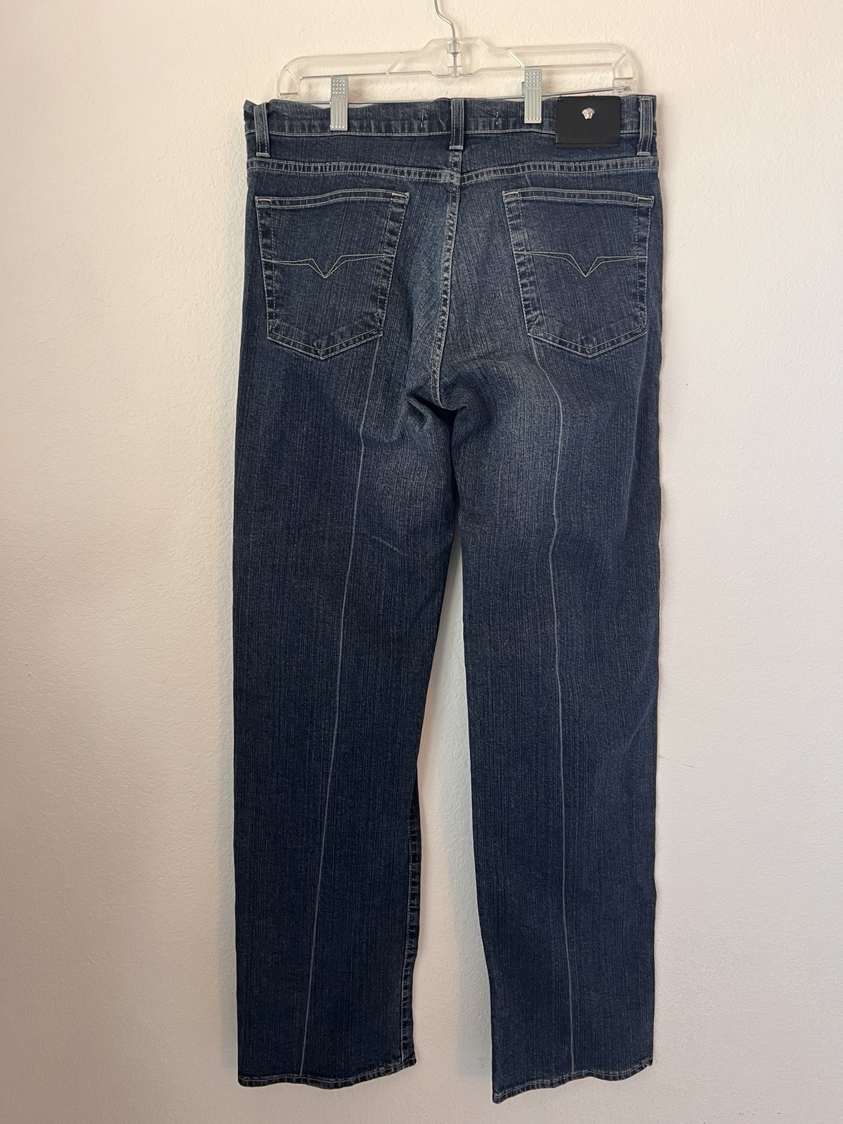 Versace Jeans Couture Women's Blue Wash Denim Jeans Classic Boot Cut Whisker y2k image 10