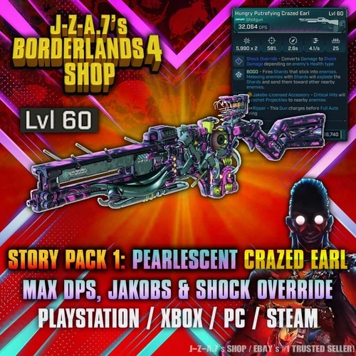 Borderlands 4✨ CRAZED EARL SHOTGUN LEVEL 60 DLC PEARLESCENT BL4 ✅PC-PS-XBOX✨