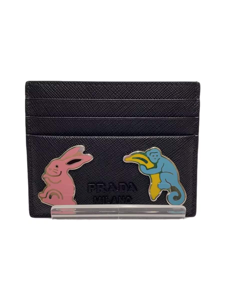 PRADA Card Case Leather BLK Women