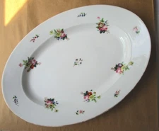 Old Paris Porcelain platter 18" hand painted rose bouquets 19th century antique
