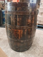 OAK WHISKEY BARREL CUSTOM VARNISHED RUSTIC OUTDOOR BAR MAN CAVE GARDEN PUB TABLE