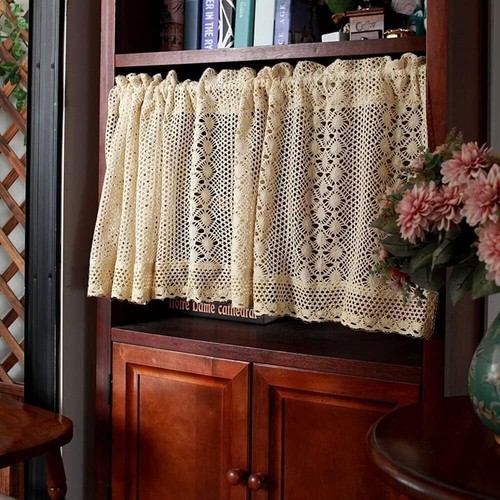 Vintage Hand Crochet Lace Short Curtain Valance Panels Cafe Tiers Kitchen Decor - Picture 11 of 28