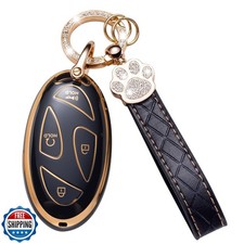 Jiazpai Key Fob Cover for Hyundai with Keychain, Soft TPU Key Case Shell for