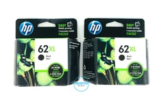 GENUINE 2-PACK HP 62XL BLACK INK CARTRIDGES C2P05AN OFFICEJET 5740 5742 SEALED