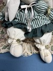 ANCO 1983 Vintage White Rabbit Stuffed Animal Plush Green Striped Dress — photo 2