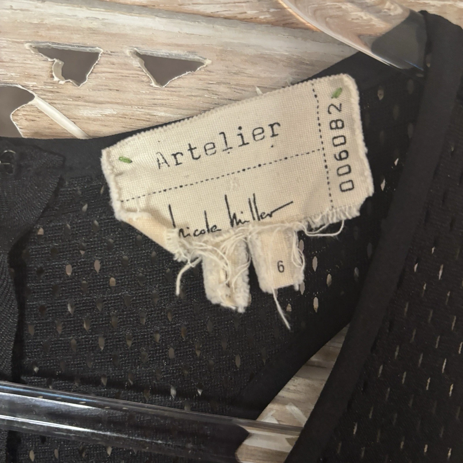 VETEMENTS Abito donna Nicole Miller nero rete ritagliato lunghezza ginocchio matita artelier taglia 6