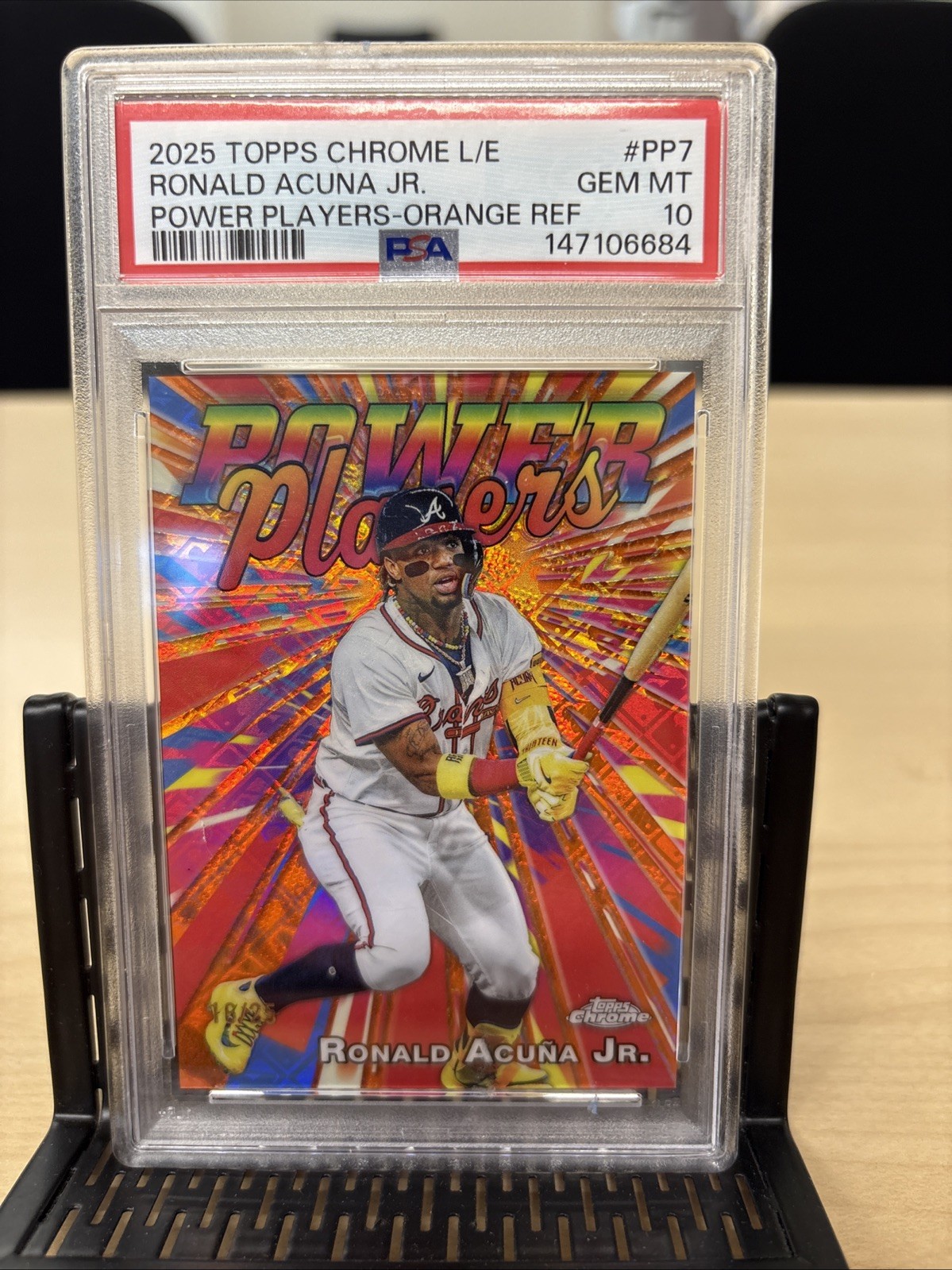 2025 Topps Chrome - Power Players Ronald Acuña Jr. Orange Refractor /25 PSA10💎