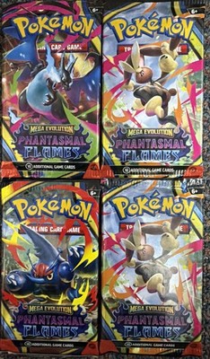 NEW Pokémon Mega Evolution Phantasmal Flames Pack Lot 4 Packs, Pack Art May Vary