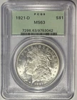 1921 D Morgan Silver Dollar $1 PCGS MS 63‼️BLAST WHITE IN OLD GREEN HOLDER/OGH‼️