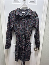 UNTUCKit Womens Sydney Shirt Dress Size 12 Black Floral Belted - Excellent