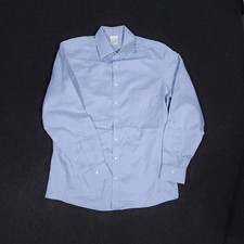 Brooks Brothers Stretch Oxford Button Up Shirt Mens 16-34 Slim Fit Blue Non Iron