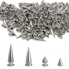 200 Sets Silver Cone Spikes Multiple Sizes Screw Back Studs Punk Rock Bullet Riv