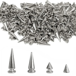 200 Sets Silver Cone Spikes Multiple Sizes Screw Back Studs Punk Rock Bullet Riv