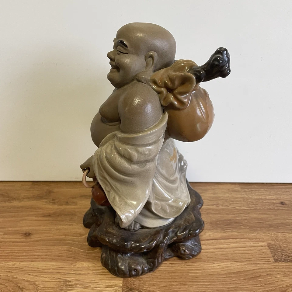 Vintage Chinese Mudman Smiling Buddha, Large Clay Figurine Statue - Image 4 of 4