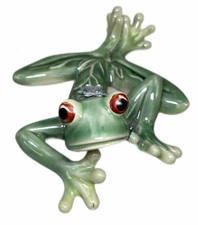 Green Tree Frog Figurine Wall Hanging Ceramic 7”x 5.5”