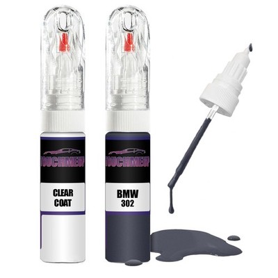 Lackstift für BMW MADEIRA BLACK 302 + Klarlack Pinsel Kratzer Fix Kit