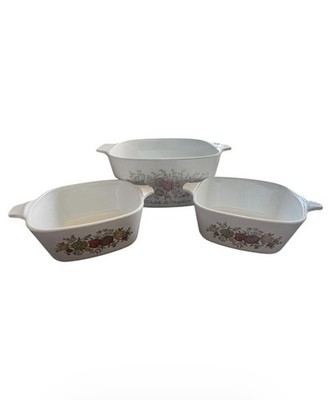 Vintage CorningWare Spice of Life 3pc Set (1)3qt A-3-B & (2) 700ml P-43-B No Lid