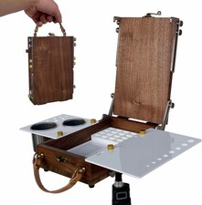 Tabletop Easel Box with Watercolor Palette Empty, Portable Travel Easel for Pain