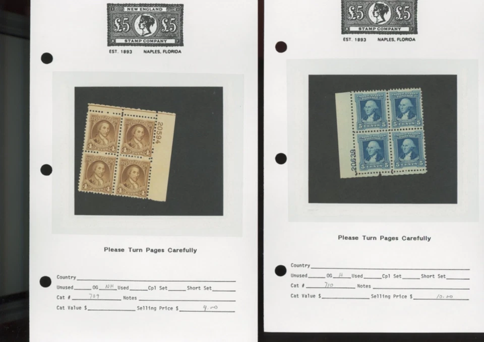 US stamps 707 to 725   39  mnh mh  plateblocks dealer lot   (mb33 - Image 4 of 4