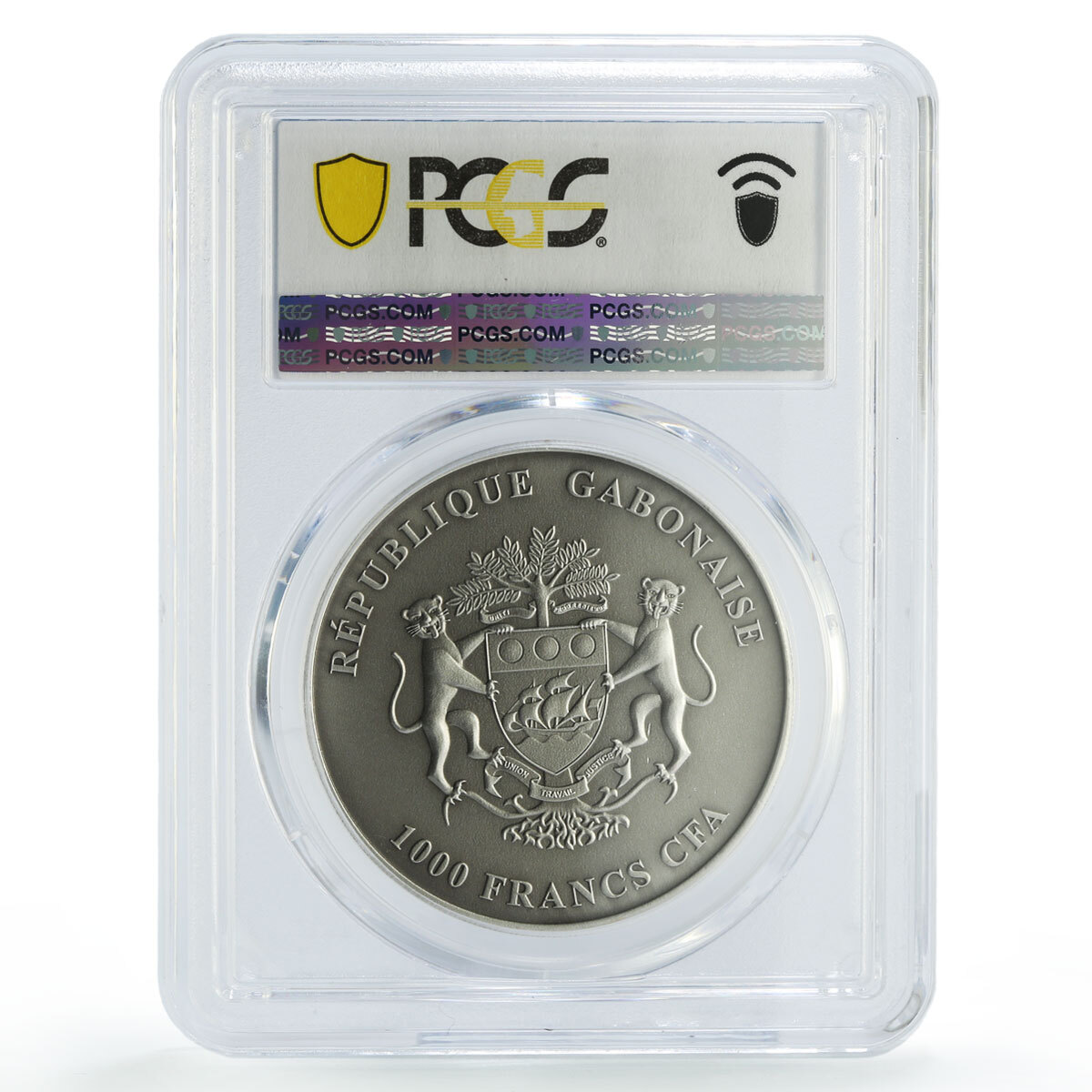 Gabon 1000 francs African Ounce Wildlife Giraffe SP70 PCGS silver